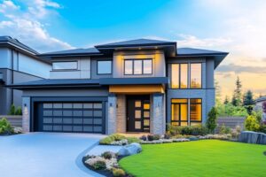 ガレージ付き広々リビングの家